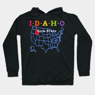 Idaho, USA. Gem State - with Map Hoodie